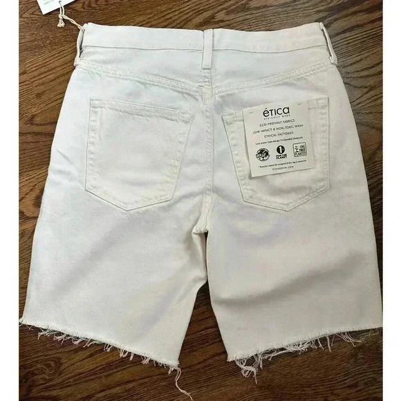 ETICA DENIM Narin Relaxed Long Short White Laser Vortex NEW NWT! - Picture 9 of 9